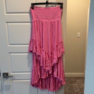 Free People Pink Strapless High Low Maxi Sundress